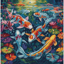 Kreuzstich | Das Koi Aquarium -  25x26 cm