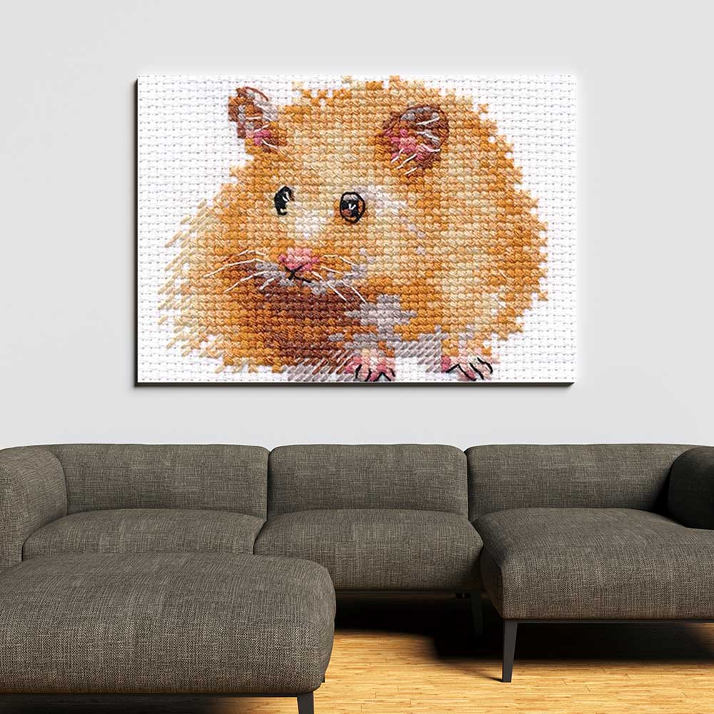 Kreuzstich - Hamster | 10x10 cm - Diy - Fadenkunst