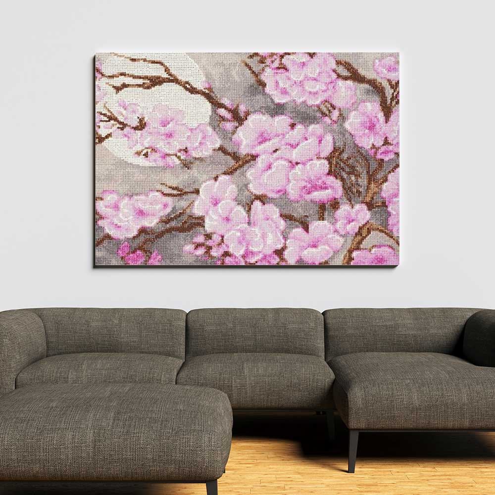 Kreuzstich - Zweigstelle Sakura | 30x40 cm - Diy - Fadenkunst